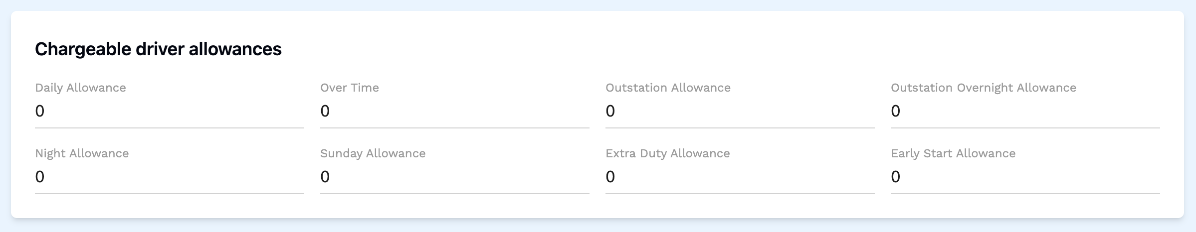 Chargeable Driver Allowances